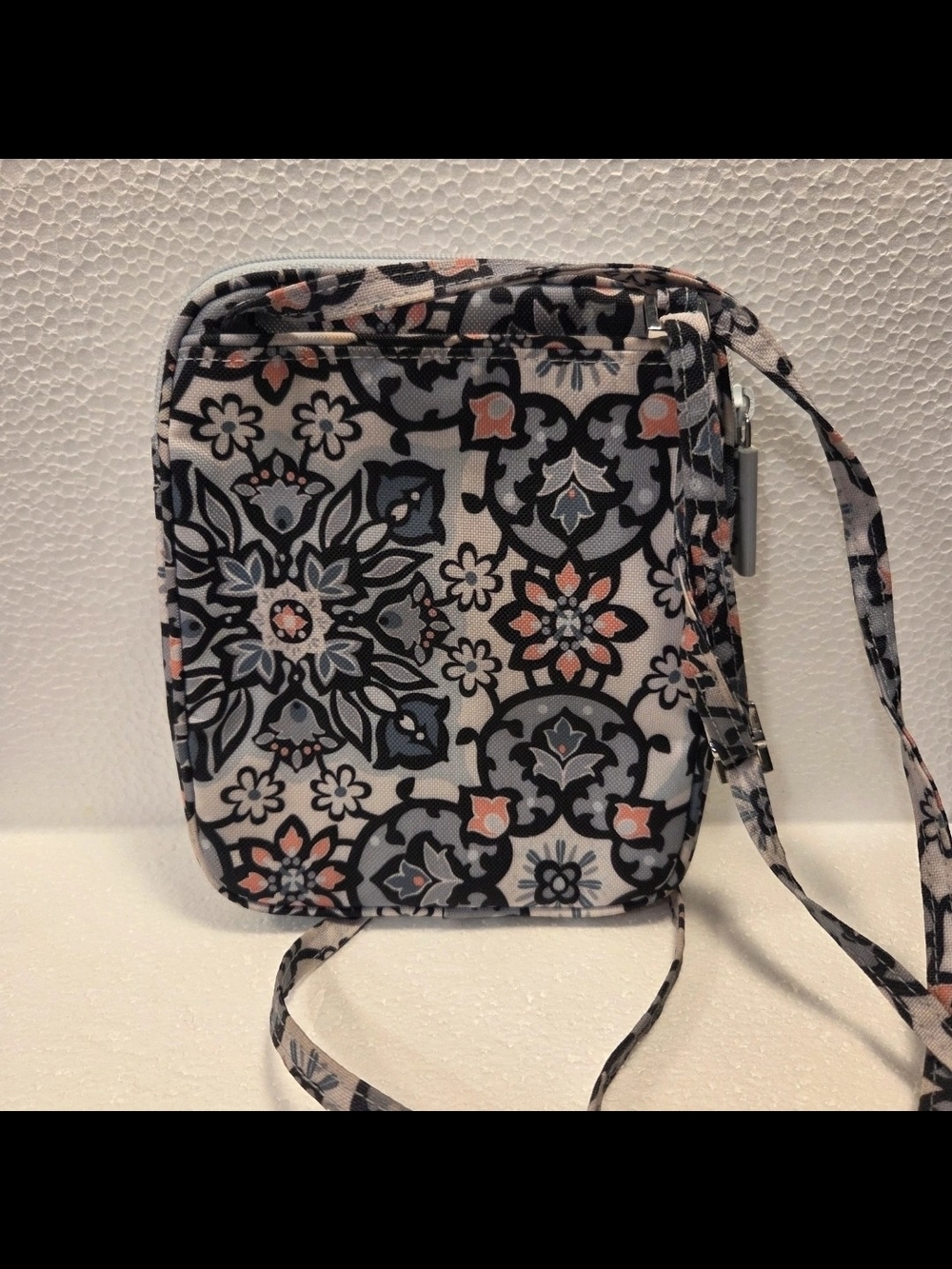 Vera Bradley Lisbon Medallion Coral, Navy & White Tile-Print Crossbody